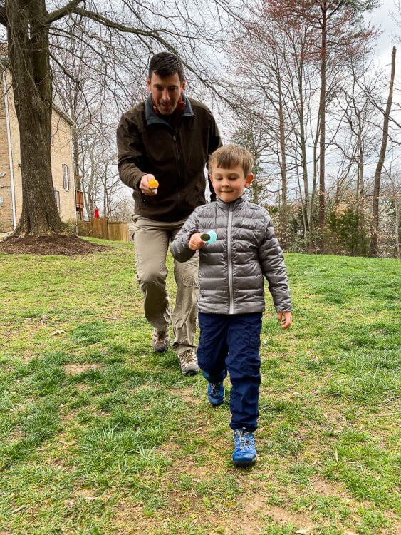 Egg and Spoon race with a father and a son.