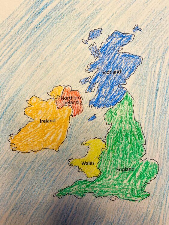 Colored map of Great Britain
